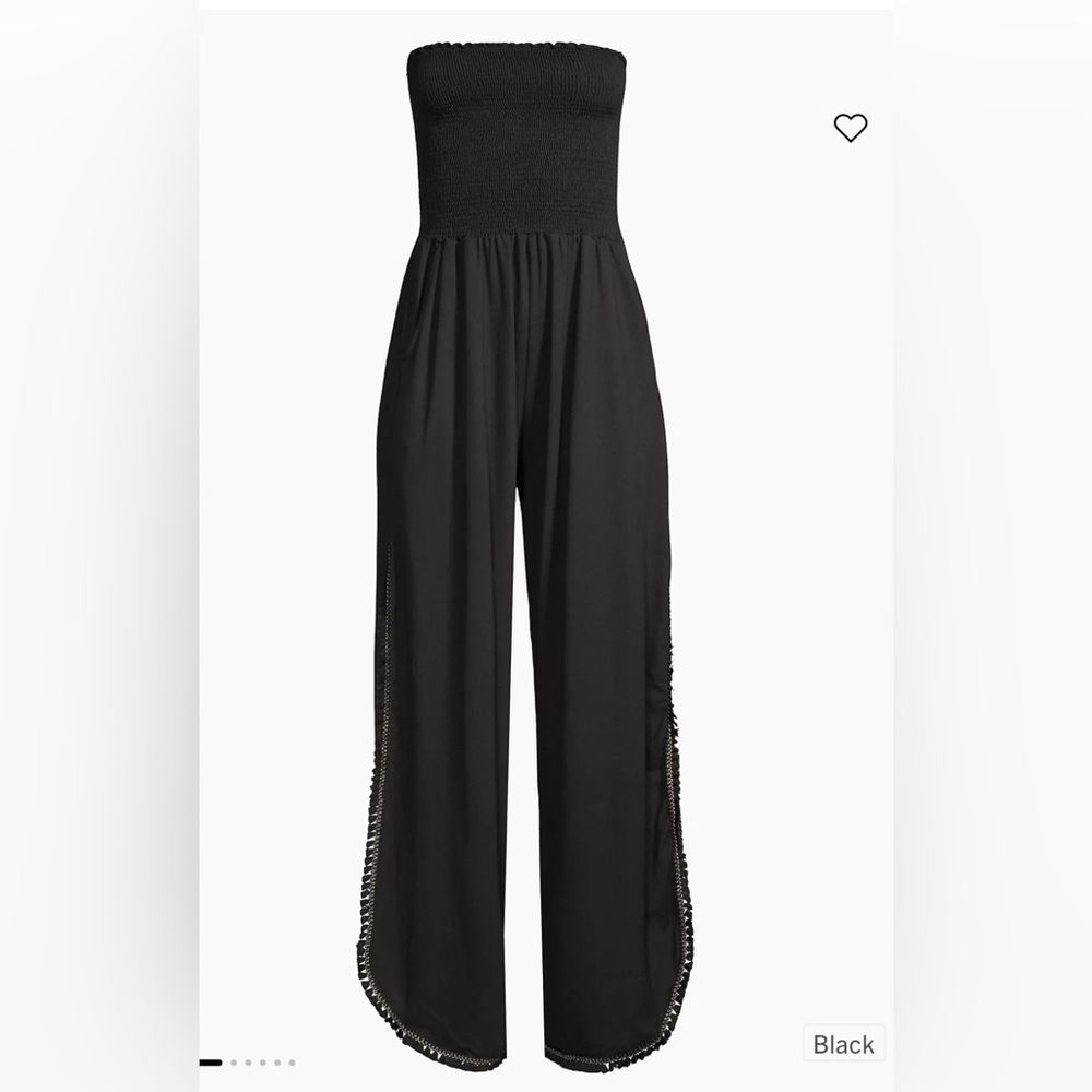 Peixoto Black Strapless Wide-Leg Jumpsuit